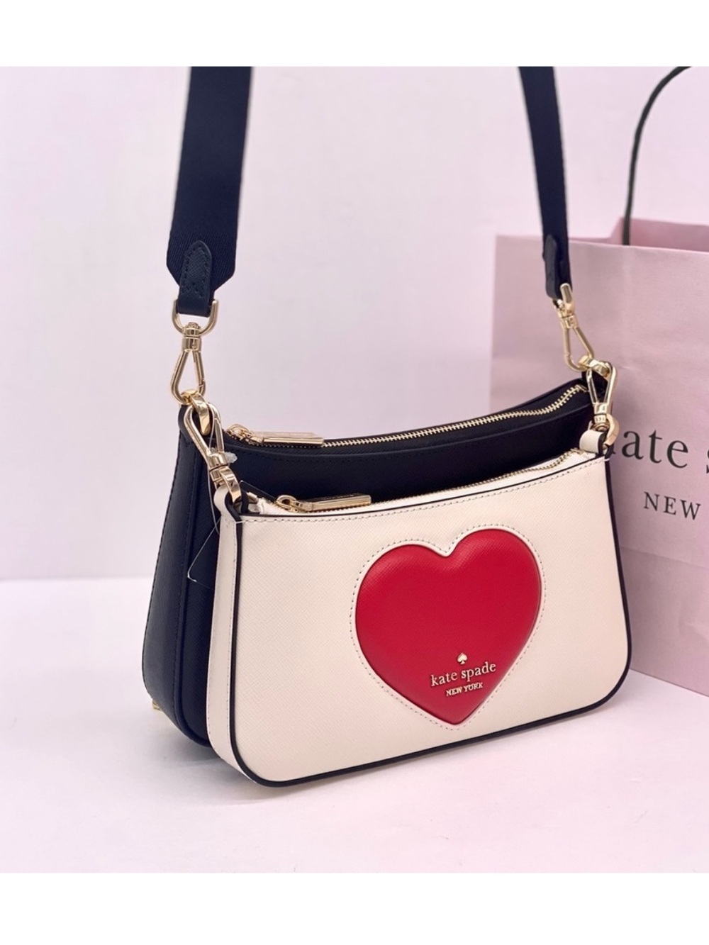 Kate Spade 2 in 1 Duet Puffy Heart Crossbody Bag NWT - Picture 2 of 14